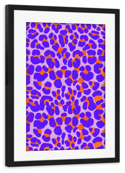 Poster mit Rahmen schwarz "Leoparden-Muster. Lila, Orange" artboxONE - Natur,Abstrakt,Fashion