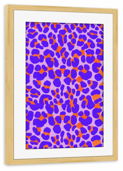 Poster mit Rahmen kiefer "Leoparden-Muster. Lila, Orange" artboxONE - Natur,Abstrakt,Fashion