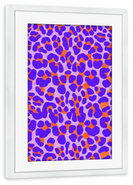 Poster mit Rahmen weiß "Leoparden-Muster. Lila, Orange" artboxONE - Natur,Abstrakt,Fashion