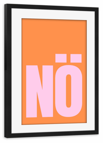 Poster mit Rahmen schwarz "NÖ - orange/rosa" artboxONE - Typografie,Für Kinder,Lustig
