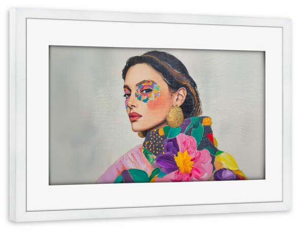 Poster mit Rahmen weiß "Gold Style Liebt make-up" artboxONE - Floral,Menschen,Fashion