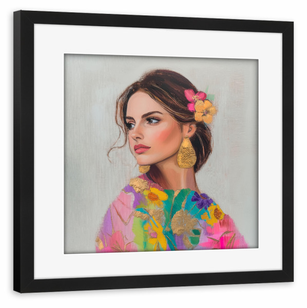 Poster mit Rahmen schwarz "Luise Weibliche Eleganz" artboxONE - Floral,Menschen,Fashion