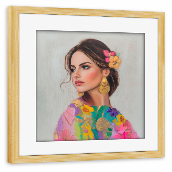 Poster mit Rahmen kiefer "Luise Weibliche Eleganz" artboxONE - Floral,Menschen,Fashion