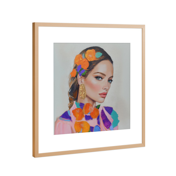 Poster mit Rahmen Kupfer "Goldene Weibliche Schönheit" artboxONE - Floral,Menschen,Fashion