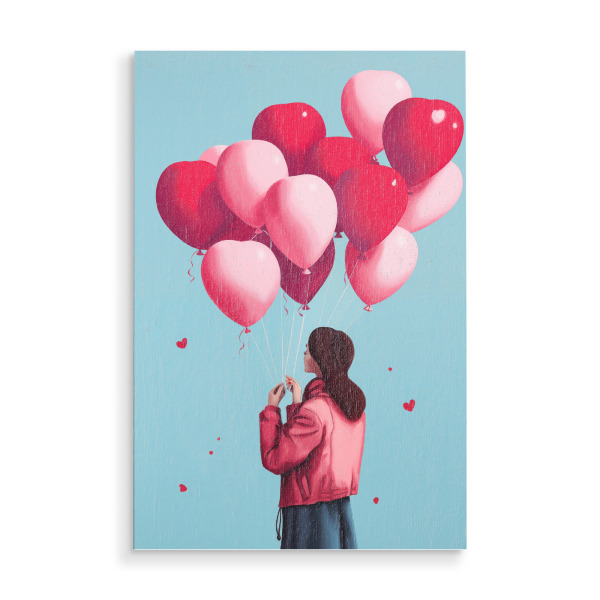 Holzbild "Miss Valentine" artboxONE - Menschen,Liebe - Liebe,Valentinstag,Valentinstag,Herz,Herzen,Romantik,Glücklich,Glück