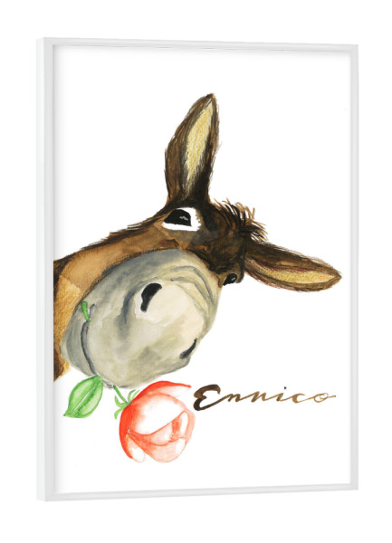 Poster mit weißem Rahmen "Der kleine Esel Enrico" artboxONE - Natur,Tiere - Donkey,Esel,Eselwanderung,Nature,Tiere