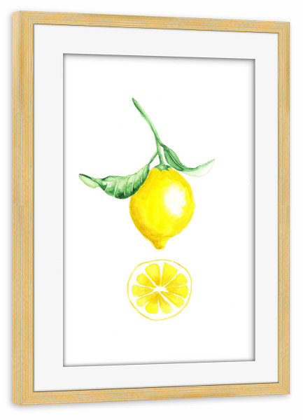 Poster mit Rahmen kiefer "Citrus" artboxONE - Natur - Citrus,Zitrone,Botanic,Nature,Lemon
