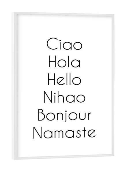 Poster mit weißem Rahmen "Hello Different Languages" artboxONE - Typografie,Reise