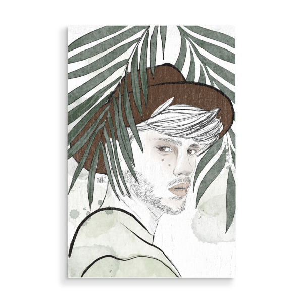 Holzbild "Jungle man" artboxONE - Floral,Fashion - Fashionman,Man,Jungle,Jungleman,Portrait