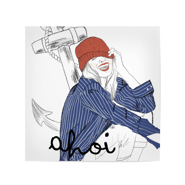 Poster 20x20 cm "Ahoi girl" artboxONE - Menschen,Fashion - Maritim,Fashiongirl,Fashionillustration,Womansketch,Womanportrait