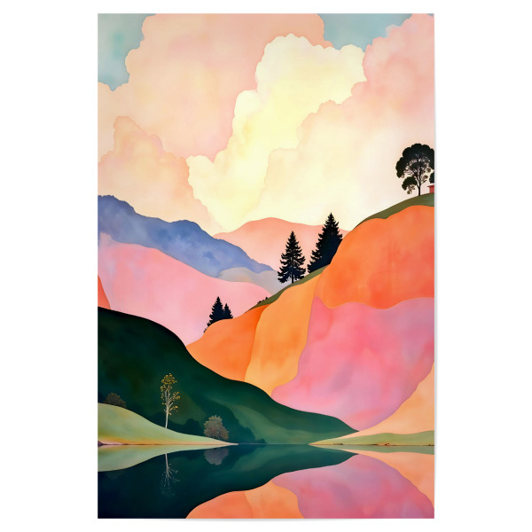 Poster "Liebe in der Luft" artboxONE - Natur,Abstrakt - Landschaft,Pastell,Natur,Reisen,Berg,Aquarell,Landschaftlich reizvoll,Farbenfroh,Abenteuer
