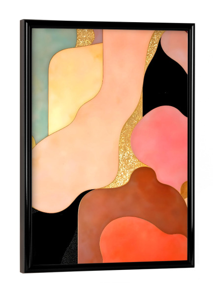 Poster mit schwarzem Rahmen "Opulenzkunst" artboxONE - Abstrakt - Luxus,Zusammenfassung,Bio,Gold,Schimmer,Glanz,Farbenfrohe,Luxus,Erröten