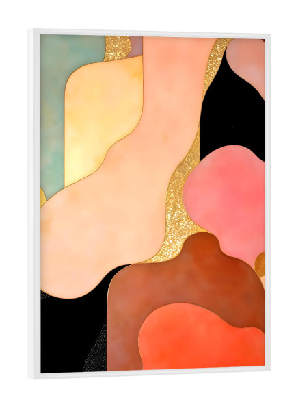 Poster mit weißem Rahmen "Opulenzkunst" artboxONE - Abstrakt - Luxus,Zusammenfassung,Bio,Gold,Schimmer,Glanz,Farbenfrohe,Luxus,Erröten