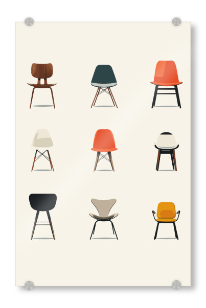 Acrylglasbild "Nine mid-century modern chairs" artboxONE - Abstrakt