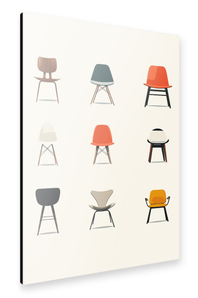 Alu-Dibond "Nine mid-century modern chairs" 75x50 cm artboxONE