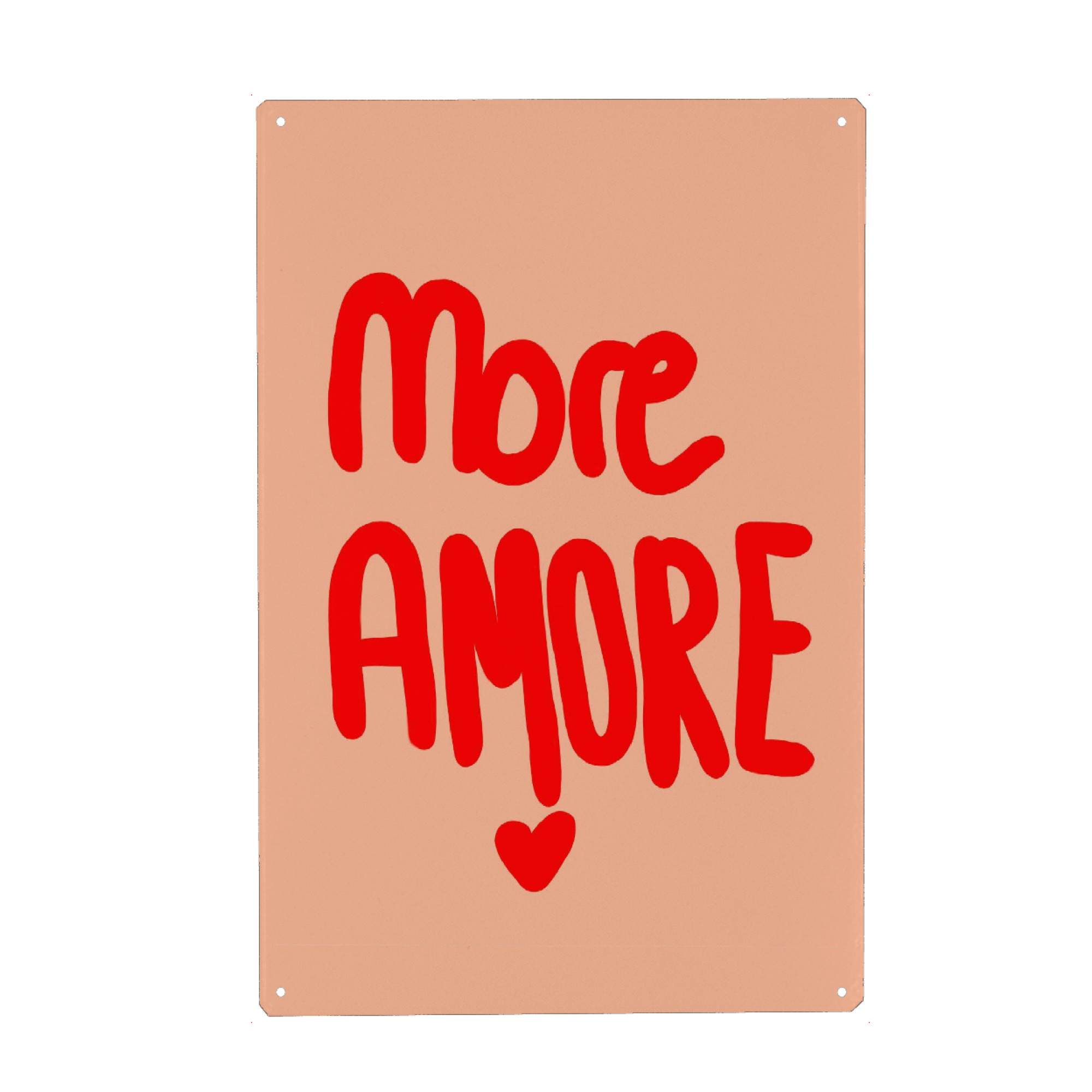 Metall Poster "More Amore red" artboxONE - Typografie,Liebe - More,Amore,Moremaore,Utearnold,Trend,Amoremio - Blechschild