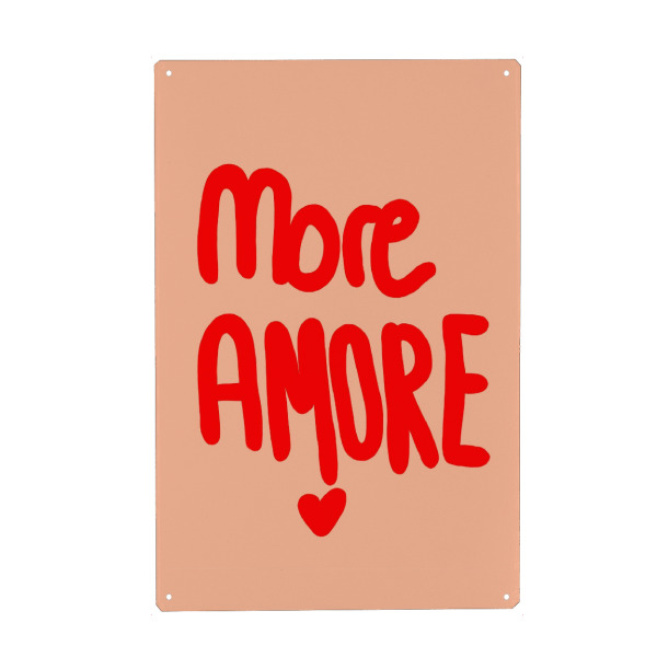 Holzbild "More Amore red" artboxONE - Typografie,Liebe - More,Amore,Moremaore,Utearnold,Trend,Amoremio