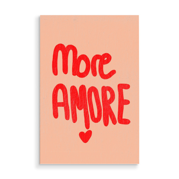 Holzbild "More Amore red" artboxONE - Typografie,Liebe - More,Amore,Moremaore,Utearnold,Trend,Amoremio
