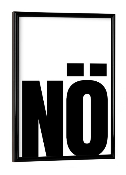 Poster mit schwarzem Rahmen "Typo NÖ - black" artboxONE - Typografie,Für Kinder,Lustig