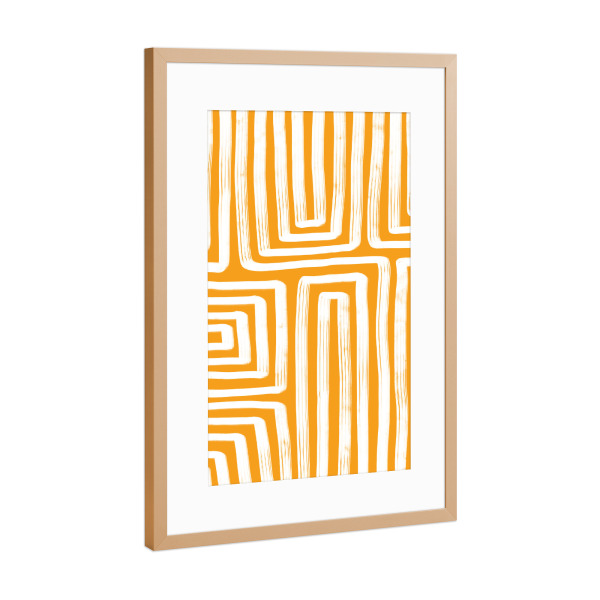 Poster mit Rahmen Kupfer "Line study yellow" artboxONE - Abstrakt,Geometrie