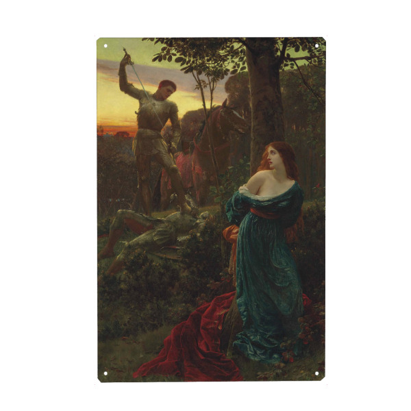 Holzbild "Chivalry" artboxONE - Natur,Floral,Menschen - Frank bernard dicksee,Chivalry,1885 private collection,Malerei,Gemälde,Kunst,Natur,Landschaft
