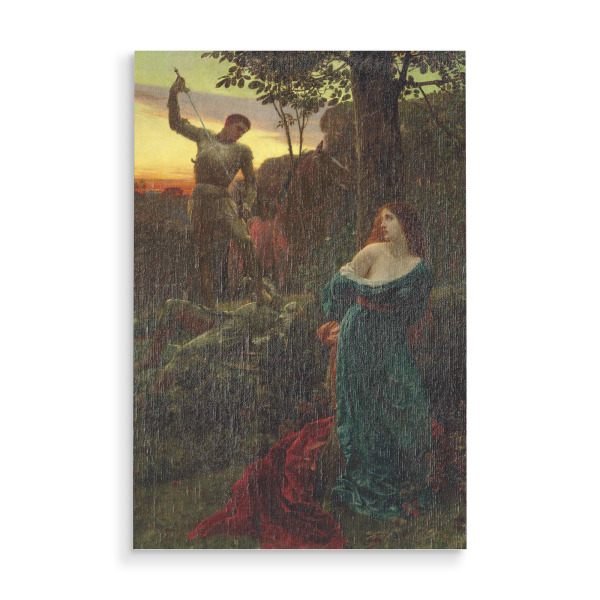 Holzbild "Chivalry" artboxONE - Natur,Floral,Menschen - Frank bernard dicksee,Chivalry,1885 private collection,Malerei,Gemälde,Kunst,Natur,Landschaft