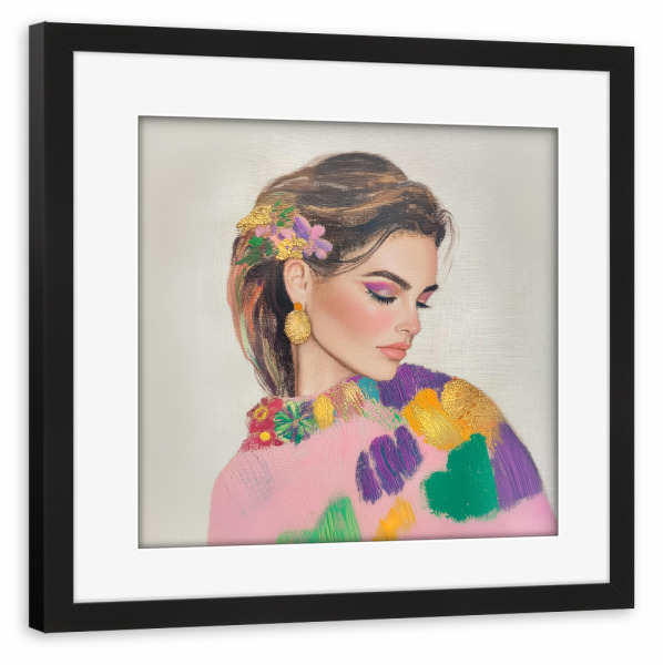 Poster mit Rahmen schwarz "Chloé Weibliche Eleganz" artboxONE - Floral,Menschen,Fashion