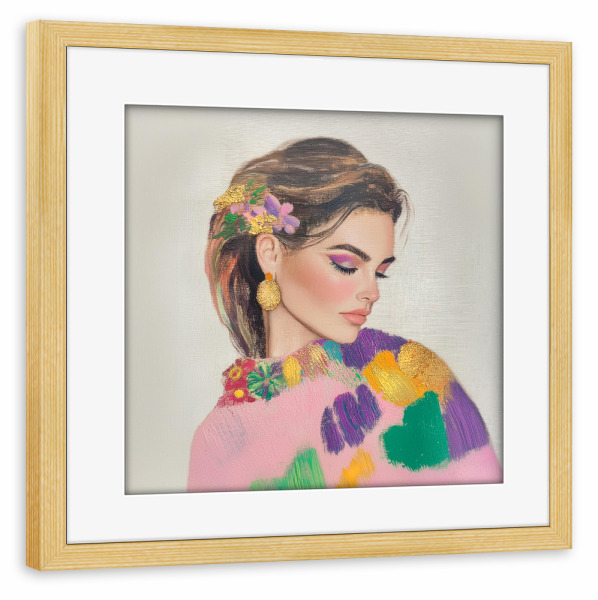 Poster mit Rahmen kiefer "Chloé Weibliche Eleganz" artboxONE - Floral,Menschen,Fashion