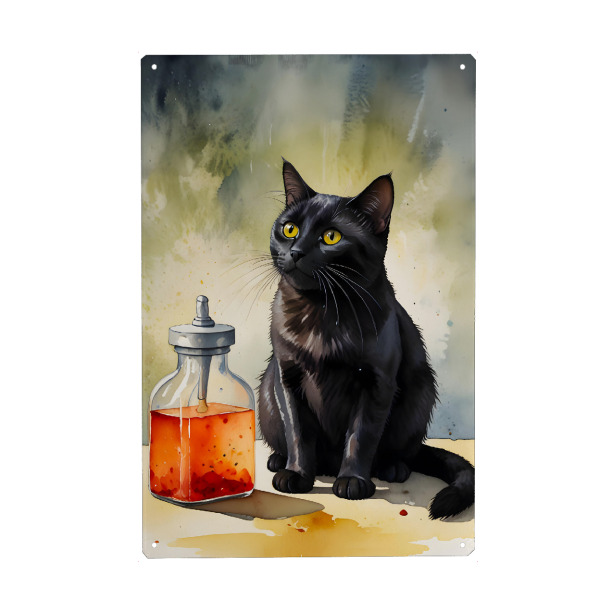Holzbild "Die Katze des Alchemisten" artboxONE - Tiere