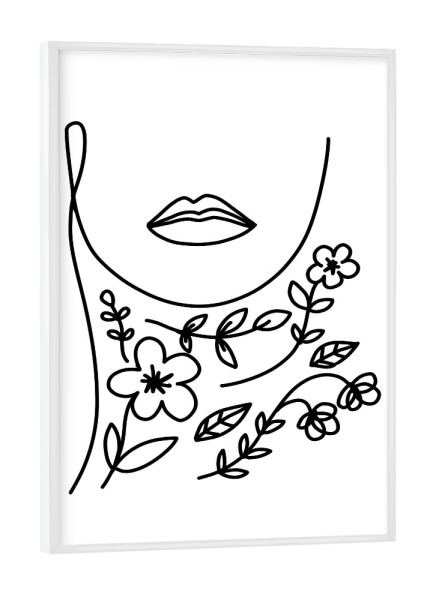 Poster mit weißem Rahmen "Blossom inside" artboxONE - Floral,Abstrakt,Menschen