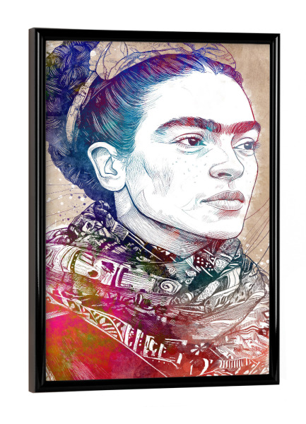 Poster mit schwarzem Rahmen "Frida Porträt l" artboxONE - Menschen - Frida,Frida kahlo,Porträt,Frau,Mädchen