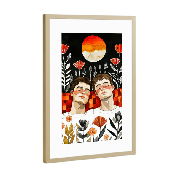 Poster mit Rahmen Gold "Liebe ist in der Luft c" artboxONE - Menschen,Liebe - Paar,Jungen,Männer,Liebe,Liebhaber