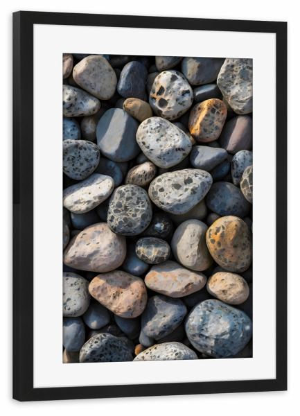 Poster mit Rahmen schwarz "Kieselmosaik" artboxONE - Abstrakt