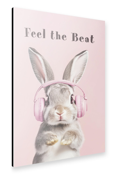 Alu-Dibond "Hase, Feel the Beat" 30x20 cm artboxONE