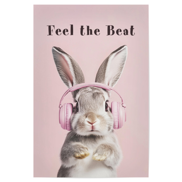 Poster 30x20 cm "Hase, Feel the Beat" artboxONE - Typografie,Tiere,Musik
