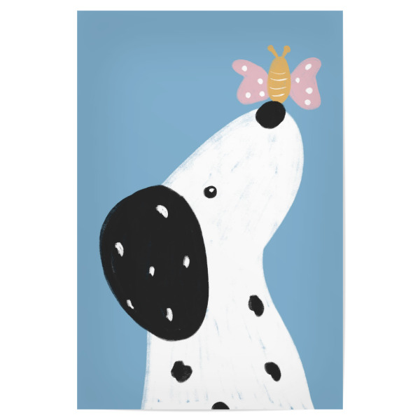 Poster "Dalmatiner und Schmetterling" artboxONE - Natur,Für Kinder,Tiere,Lustig