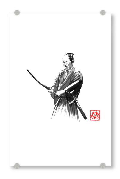 Acrylglasbild "Samurai im Wald" artboxONE - Menschen,Schwarzweiß - Samurai,Sumie,Japan