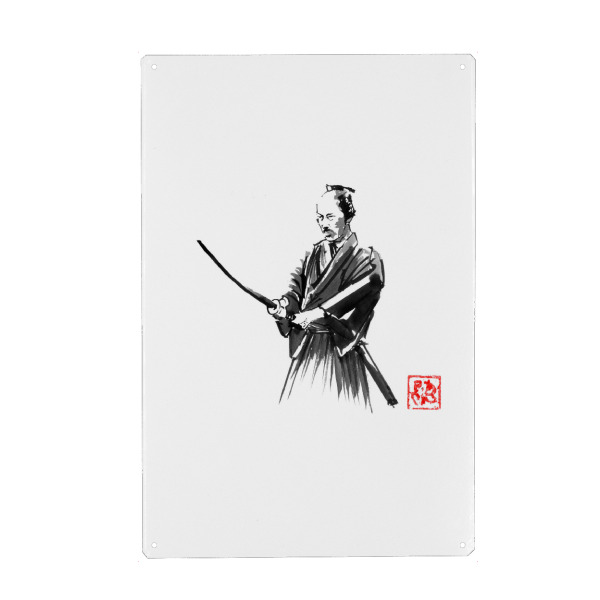 Holzbild "Samurai im Wald" artboxONE - Menschen,Schwarzweiß - Samurai,Sumie,Japan