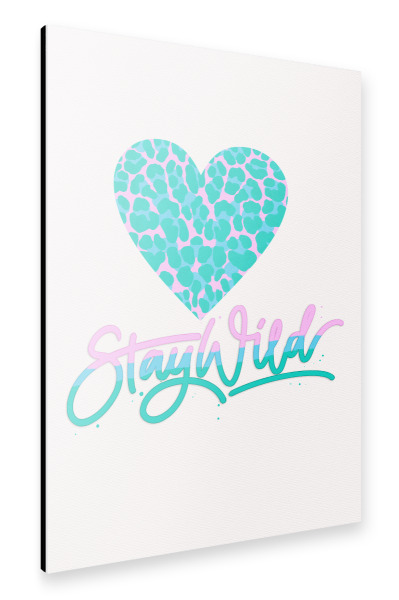 Alu-Dibond "Stay Wild. Leo-Muster in Pink" 75x50 cm artboxONE