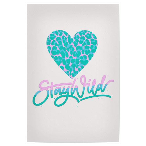 Poster "Stay Wild. Leo-Muster in Pink" artboxONE - Typografie,Tiere