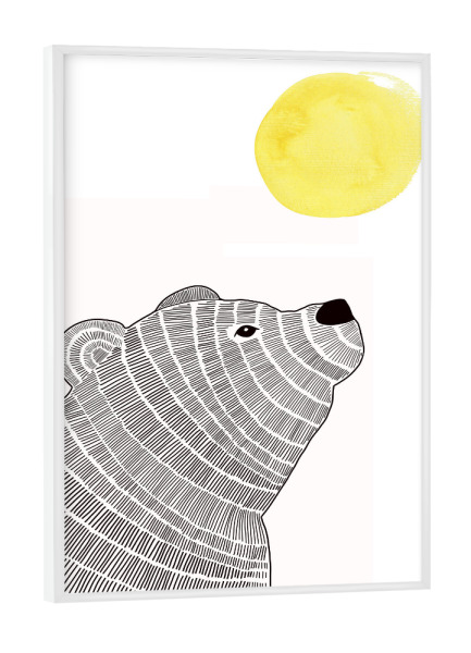Poster mit weißem Rahmen "Bär mit Sonne" artboxONE - Natur,Für Kinder,Tiere