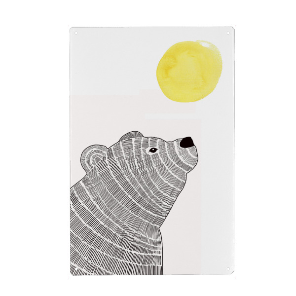 Metall Poster "Bär mit Sonne" artboxONE - Natur,Für Kinder,Tiere