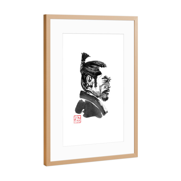 Poster mit Rahmen Kupfer "Shogun Lord" artboxONE - Menschen,Schwarzweiß - Shogun,Sumie,Japan,Herr,Samurai