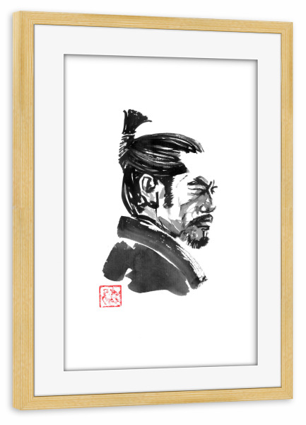 Poster mit Rahmen kiefer "Shogun Lord" artboxONE - Menschen,Schwarzweiß - Shogun,Sumie,Japan,Herr,Samurai