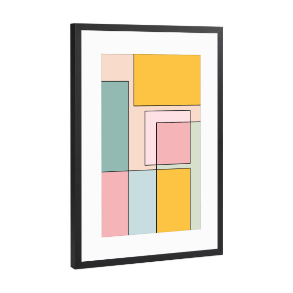 Poster mit Rahmen Schwarz (Metallic) "Brick Pastel Yellow" artboxONE - Abstrakt,Geometrie