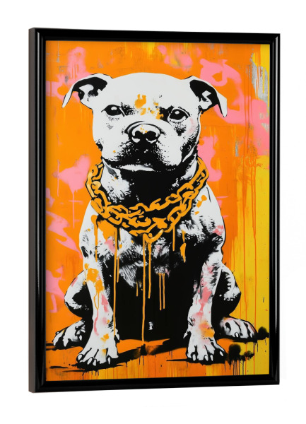 Poster mit schwarzem Rahmen "Bully x Grafitti" artboxONE - Tiere,Streetart - Bully,Terrier,Hund,Grafitti,Stafford,Modern,Urban,Tier