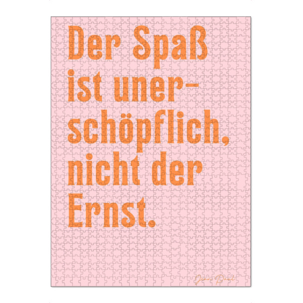 Puzzle Ravensburger "Der Spaß ist unerschöpflich" artboxONE - Typografie,Lustig - Spaß,Ernst,Leben,Freude,Optimismus,Positiv - Bild spaß