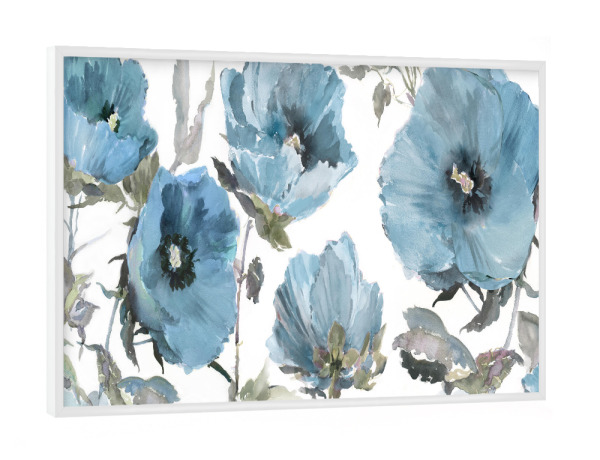 Poster mit weißem Rahmen "Cottage Blue auch" artboxONE - Floral - Blau,Blumen