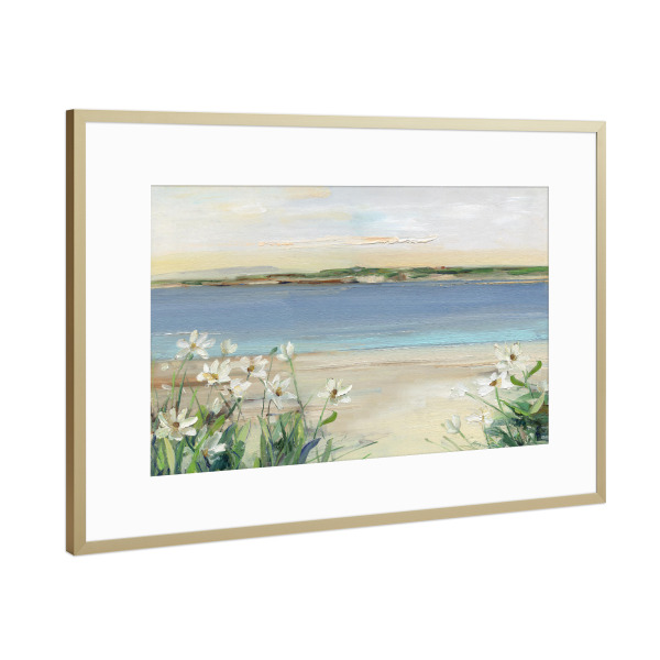 Poster mit Rahmen Gold "Ruhige Bucht" artboxONE - Natur,Floral - Wasser,Bucht,Blumen