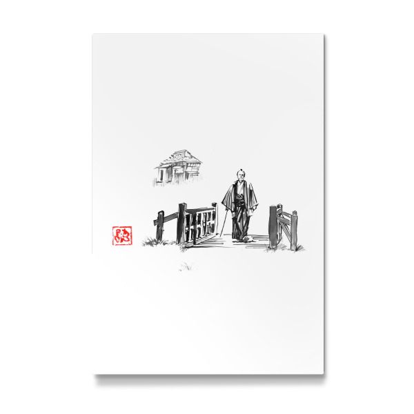 Galerie-Print "Samurai crossing a little bridge" 75x50 cm artboxONE